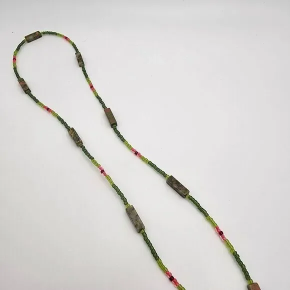 Glasses Seed Bead & Unakite Glasses Chain